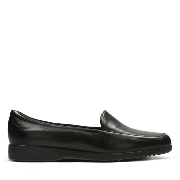 Clarks Womens Georgia Flat Shoes Black | CA-8250631